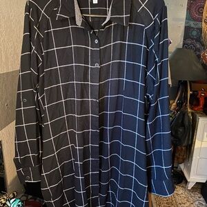 DKNY Oversized Black and White Plaid Oversized Sleep/Lounge Shirt